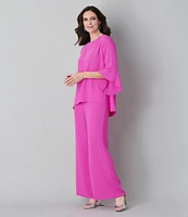 Caroline Rose Matte Crepe Pull-On Straight Leg Pants