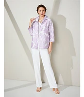 Caroline Rose Matte Crepe Pull-On Straight Leg Pants