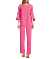 Caroline Rose Matte Crepe Pull-On Straight Leg Pants