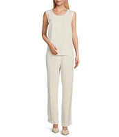 Caroline Rose Matte Crepe Pull-On Straight Leg Pants