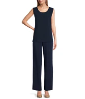 Caroline Rose Matte Crepe Pull-On Straight Leg Pants