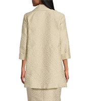 Caroline Rose Shimmering Sands Textured Jacquard Notch Collar Bracelet Sleeve Open-Front Statement Jacket
