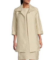 Caroline Rose Shimmering Sands Textured Jacquard Notch Collar Bracelet Sleeve Open-Front Statement Jacket