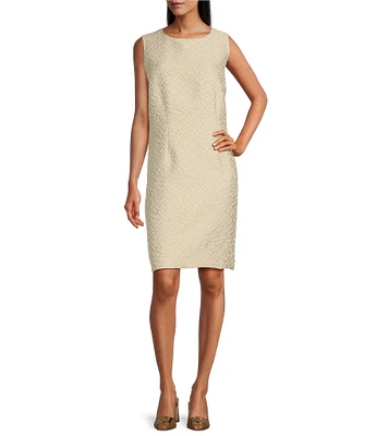 Caroline Rose Shimmering Sands Textured Jacquard Sleeveless Sheath Dress