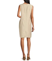 Caroline Rose Shimmering Sands Textured Jacquard Sleeveless Sheath Dress
