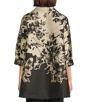 Caroline Rose Showstopper Jacquard Placement Print Notch Lapel Spread Collar Bracelet Cuffed Sleeve Party Jacket