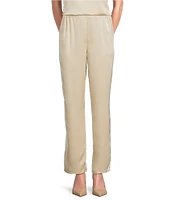 Caroline Rose Soft Satin Coordinating Straight-Leg Pull-On Pants