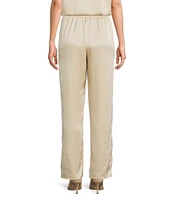 Caroline Rose Soft Satin Coordinating Straight-Leg Pull-On Pants