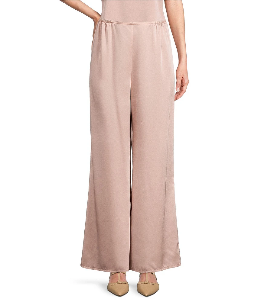 Caroline Rose Soft Satin Wide Leg Pull-On Coordinating Pants