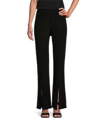 Caroline Rose Stretch Knit Split Hem Pull-On Pants