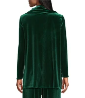 Caroline Rose Stretch Velvet Knit Cowl Neck Long Sleeve Tunic