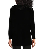 Caroline Rose Stretch Velvet Knit Cowl Neck Long Sleeve Tunic