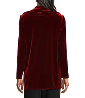 Caroline Rose Stretch Velvet Knit Cowl Neck Long Sleeve Tunic