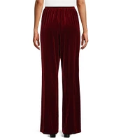 Caroline Rose Stretch Velvet Knit Elasticized Waist Flare Leg Pull-On Pants