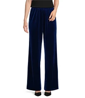 Caroline Rose Stretch Velvet Knit Elasticized Waist Flare Leg Pull-On Pants