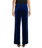 Caroline Rose Stretch Velvet Knit Elasticized Waist Flare Leg Pull-On Pants