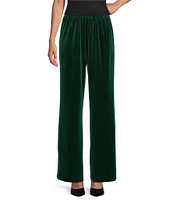 Caroline Rose Stretch Velvet Knit Elasticized Waist Flare Leg Pull-On Pants