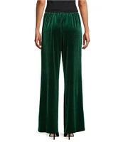 Caroline Rose Stretch Velvet Knit Elasticized Waist Flare Leg Pull-On Pants