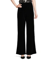 Caroline Rose Stretch Velvet Knit Elasticized Waist Flare Leg Pull-On Pants