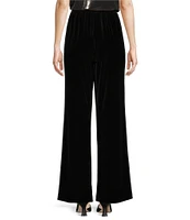 Caroline Rose Stretch Velvet Knit Elasticized Waist Flare Leg Pull-On Pants