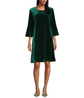 Caroline Rose Velvet Bella Scoop Neck 3/4 Bell Sleeve A-Line Dress