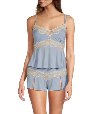 Cassandra Myrna Knit & Lace Jersey Knit Shorty Coordinating Pajama Set