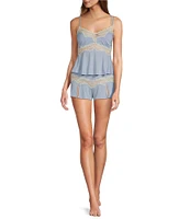 Cassandra Myrna Knit & Lace Jersey Knit Shorty Coordinating Pajama Set