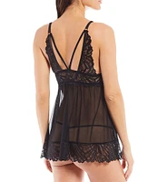 Cassandra Sarah Mesh & Lace V-Neck Sleeveless Babydoll