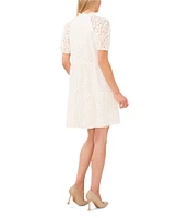 CeCe Babydoll Short Sleeve V-Neck Tiered Lace Mini Dress