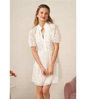 CeCe Babydoll Short Sleeve V-Neck Tiered Lace Mini Dress