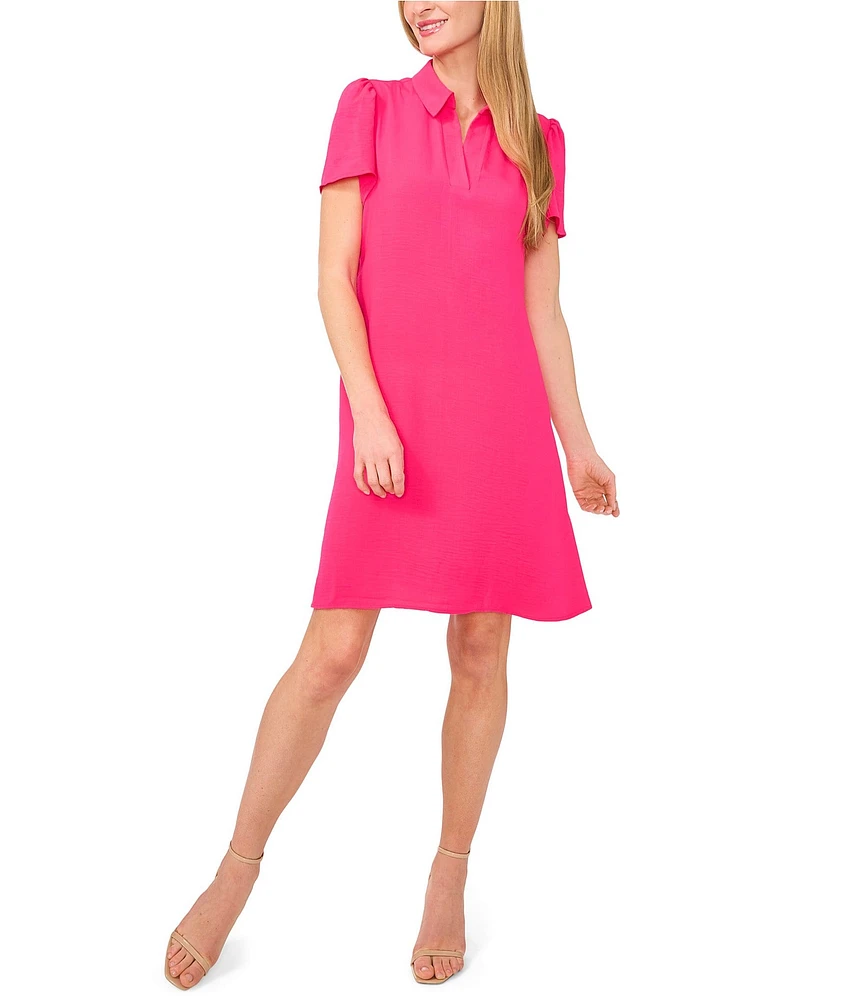 CeCe Collared V-Neck Short Sleeve Shift Dress
