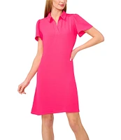 CeCe Collared V-Neck Short Sleeve Shift Dress
