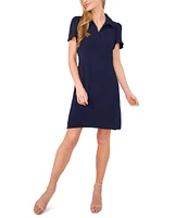 CeCe Collared V-Neck Short Sleeve Shift Dress