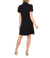CeCe Collared V-Neck Short Sleeve Shift Dress