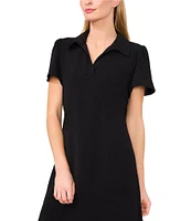 CeCe Collared V-Neck Short Sleeve Shift Dress