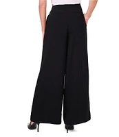 CeCe Crepe High Rise Single Pleat Flat Front Full Length Wide Pants