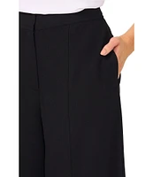 CeCe Crepe High Rise Single Pleat Flat Front Full Length Wide Pants