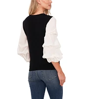 CeCe Crew Neck 3/4 Ruffle Sleeve Blouse