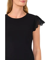 CeCe Crew Neck Cap Ruffle Sleeve Blouse