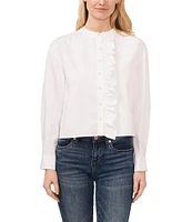 CeCe Crew Neck Long Sleeve Button Down Blouse