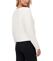 CeCe Crew Neck Long Sleeve Button Front Cardigan