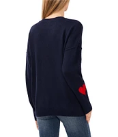 CeCe Crew Neck Long Sleeve Heart Sweater