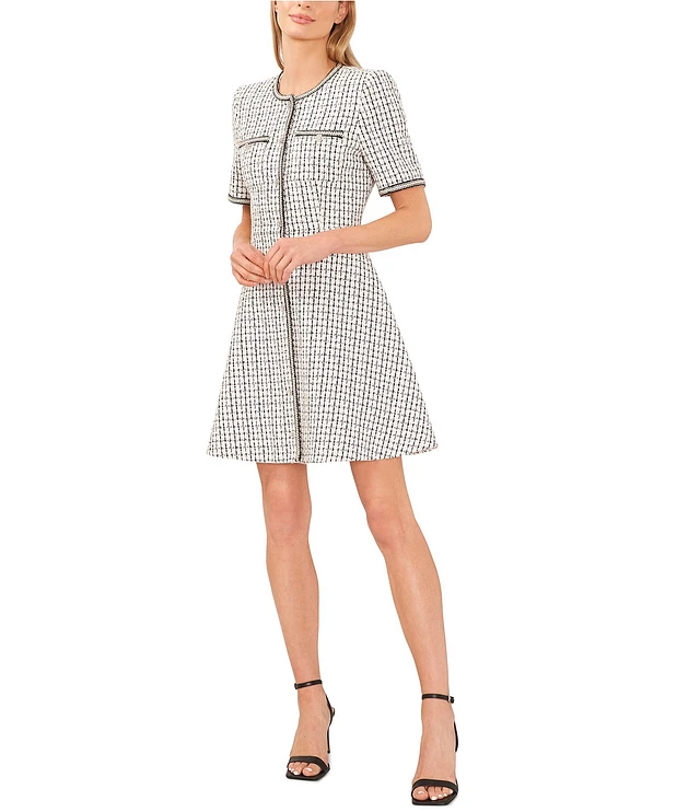 slim fit dress slacks Women's Tweed Fit & Flare Dress