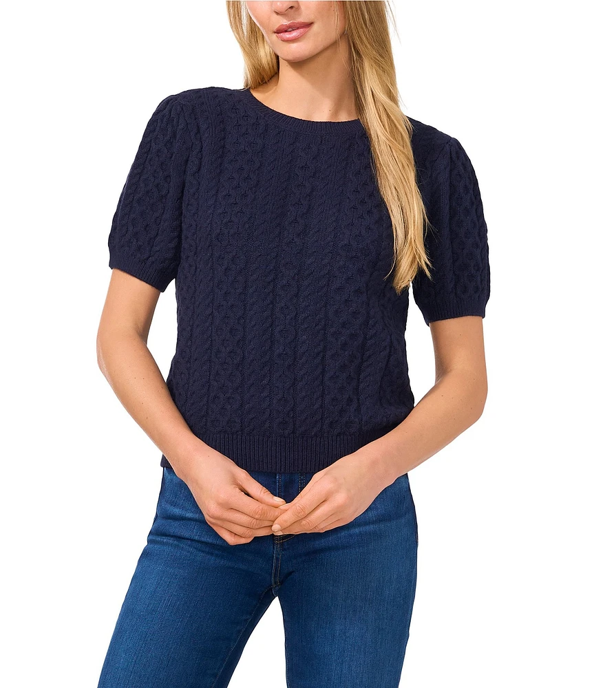 CeCe Crew Neck Short Sleeve Sweater