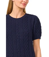 CeCe Crew Neck Short Sleeve Sweater