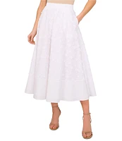 CeCe Floral Embroidered Midi A-Line Skirt