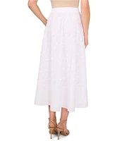 CeCe Floral Embroidered Midi A-Line Skirt