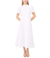 CeCe Floral Embroidered Midi A-Line Skirt