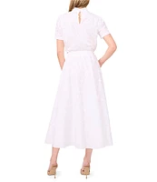 CeCe Floral Embroidered Midi A-Line Skirt