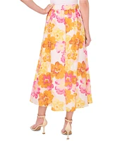 CeCe Floral Midi A-Line Skirt